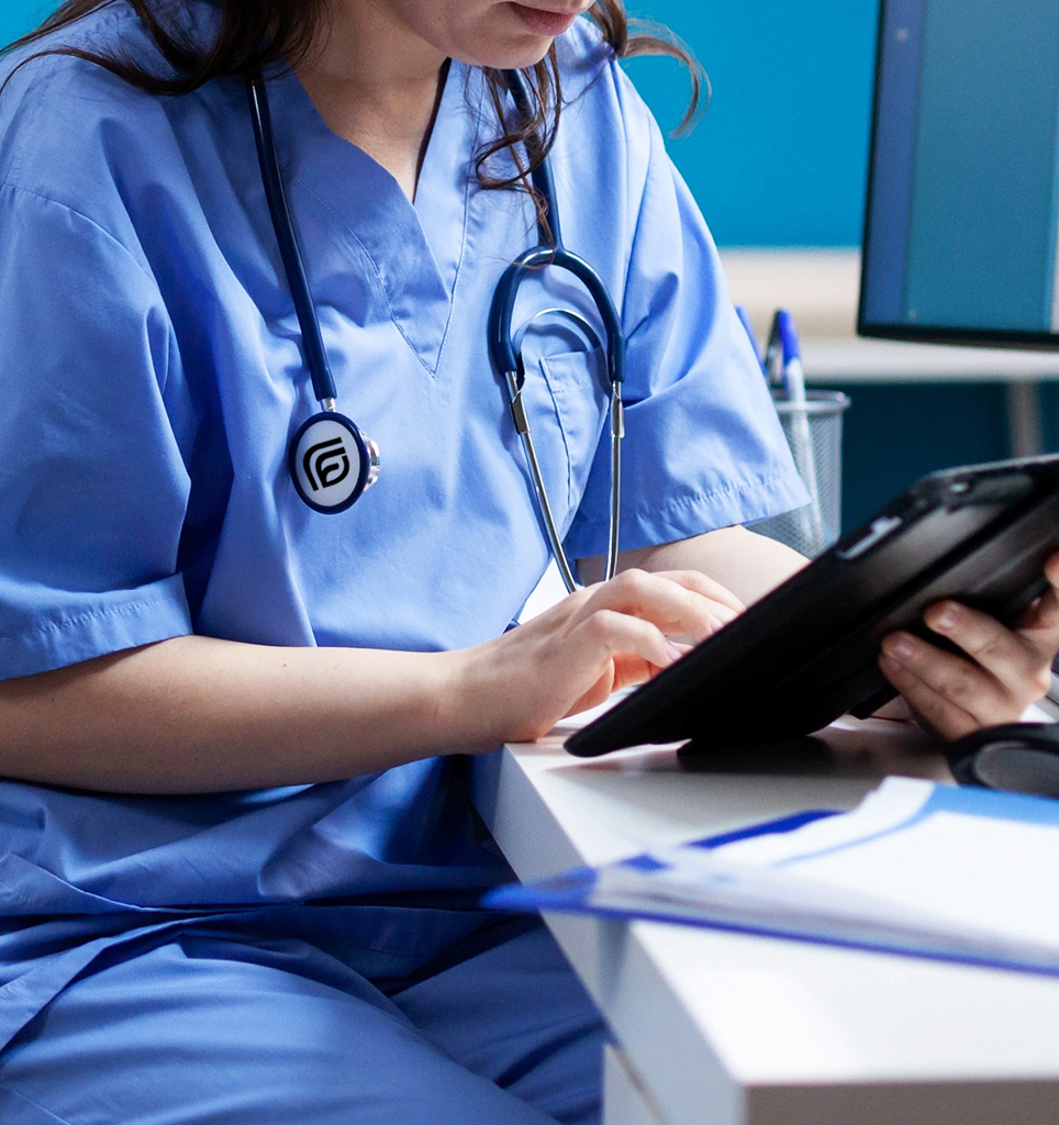 Nurse services Saudi Arabia using a tablet
